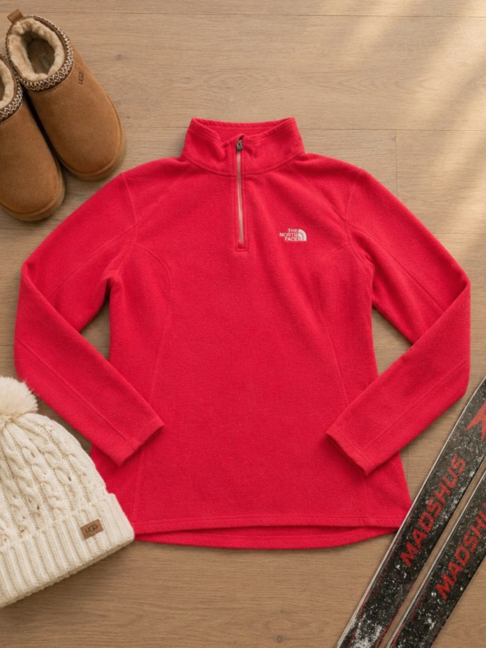 The North Face Womens M Pink Polartec 1/4 Zip Fleece Pullover Ski Alpine